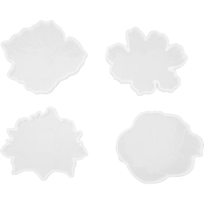 4 stuks Onderzetter Vorm 4 Verschillende Stijlen Bloem Design Silicone Vorm voor het Maken van Decoraties white