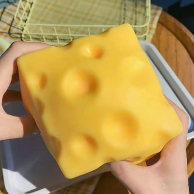 Decompressie Zachte Kaasblok-geel, Plastic Decompressiespeelgoed met Knijpfunctie. yellow
