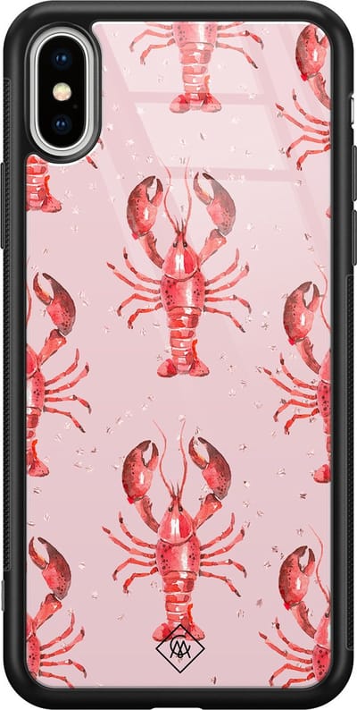 Casimoda® hoesje - Geschikt voor iPhone Xs Max - Lobster All The Way - Luxe Hard Case Zwart - Backcover telefoonhoesje - Roze
