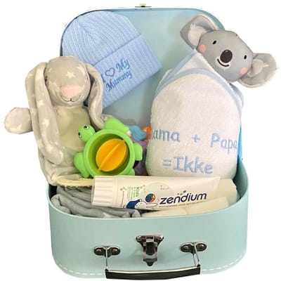 Koffertje gevuld met baby artikelen - Blauw - 25cm
