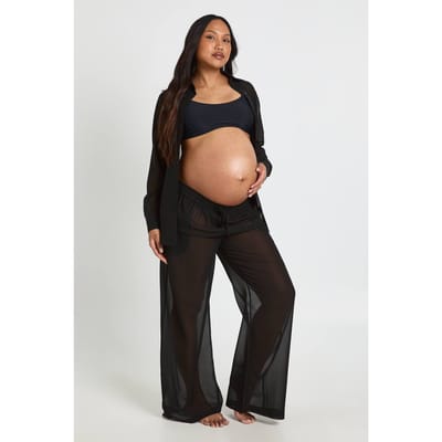 boohoo Dames Zwangerschaps Chiffon Strandbroek | Zwart | Maat: 42