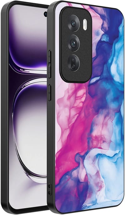 Smartphonica Telefoonhoesje Geschikt voor Oppo Reno 12 met Roze Blauw Marmer Opdruk - TPU Backcover Case Rose Blue Marble Design geschikt voor Oppo Reno 12