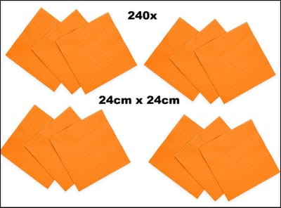 240x Servetten oranje 24cm x 24cm - 3 laags - Cocktail servet diner eten knoeien restaurant BBQ thema feest verjaardag feest WK