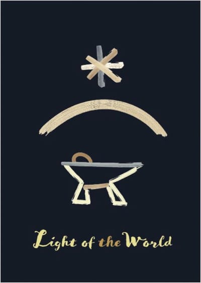 Christelijke kerstkaarten | Voordeelpakket | 10 kerstkaarten met enveloppen | Light of the world - kribbe | MajesticAlly