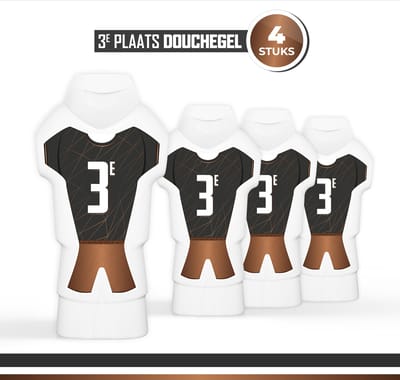 Douchegel ''3e Plaats'' - 4 stuks - Triomf Cosmetica | Prijs Cadeau Toernooi Showergel Shower gel Voetbal Prijzen