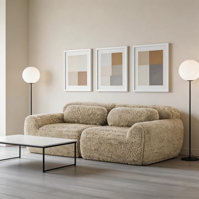 Komhtom - 2-zitsbank van pluche stof - frameloos modulair ontwerp en vrij te combineren - inclusief kussens - zacht en zeer elastisch schuim - antislip onderkant - geschikt voor woonkamer en slaapkamer - lichtkaki