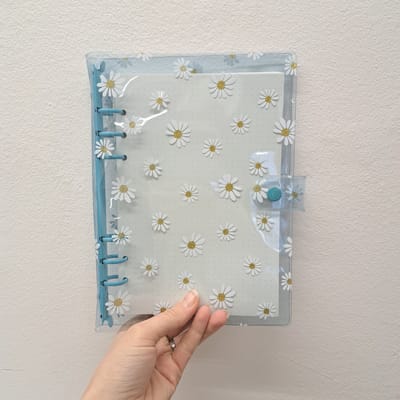 A5 transparante bloemen journal - agenda - planner - a journal boek - notitieboek - dotted papier - blauw - bullet journal - ring journal