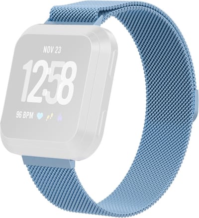 Milanees bandje - geschikt voor Fitbit Versa / Versa 2 - maat S/M - lichtblauw