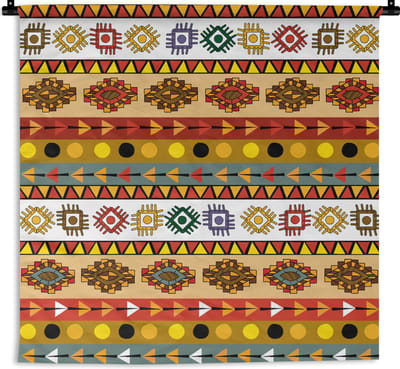 Wandkleed - Wanddoek - Maya - Patroon - Latijns Amerika - 90x90 cm - Wandtapijt