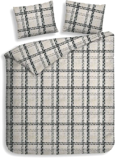 Heckettlane Dekbedovertrek Ennio - Bedlinnen met Ruiten print - 240x200-220 cm - Lits-Jumeaux - Multi - Dekbedovertrek van 100% Katoen-Flanel