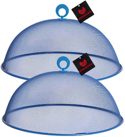 Alessandro Voedselkap - 2x - rond - 35 cm - blauw- metaal - vliegenkap - tegen insecten - foodcover