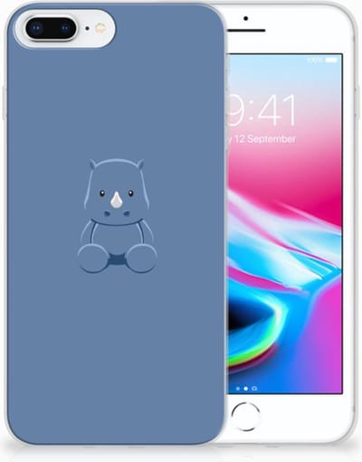 Back Cover voor Apple iPhone 7 Plus | 8 Plus Telefoonhoesje met Naam Baby Rhino