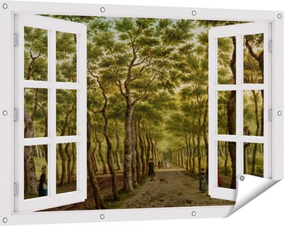 Gards Tuinposter Doorkijk Het Herepad in het Haagse Bos - Paulus Constantijn la Fargue - 120x80 cm - Tuindoek - Tuindecoratie - Wanddecoratie buiten - Tuinschilderij