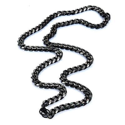 Cuban Link Heren Ketting Zwart - Staal - 7mm - Dikke Schakels - Kettingen - Schakelketting- Papa Cadeau Voor Mannen - Vaderdag