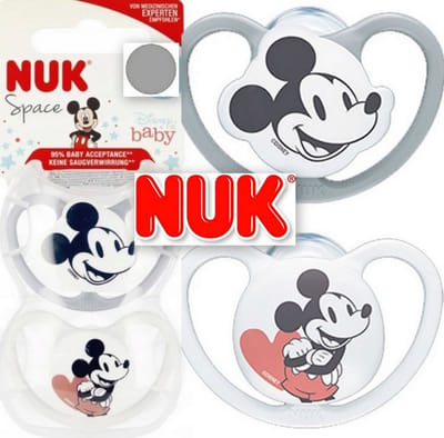 NUK Space Disney Mickey Mouse Fopspenen Silicone BPA-vrij 2 Stuks- 0-6 maanden