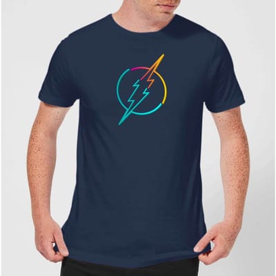 Justice League Neon Flash Men's T-Shirt - Navy - L