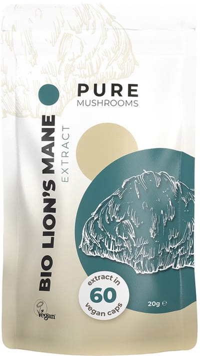 Pure Mushrooms Lion's Mane Paddenstoelen Extract Supplement Capsules Bio - 60 capsules