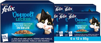 FELIX Dubbel lekker Smaakvariatie uit het water Natvoer voor katten (6 x 12 x 85g)