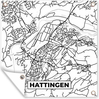 Tuin poster Hattingen - Stadskaart - Kaart - Plattegrond - 200x200 cm - Tuindoek