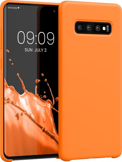 kwmobile telefoonhoesje geschikt voor Samsung Galaxy S10 Plus / S10+ - Hoesje met siliconen coating - Smartphone case in fruitig oranje