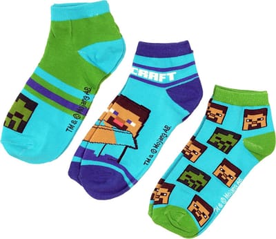 Minecraft Steve & Creeper 3 Pack Zomer Sokken - 23-26