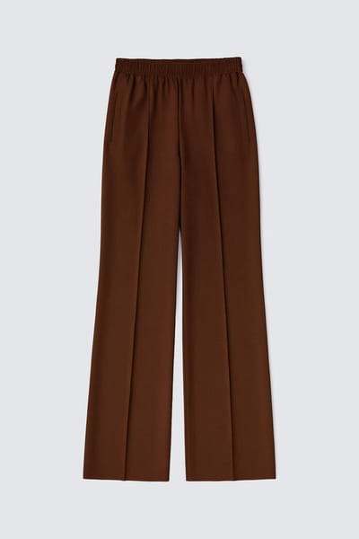 Touché Privé - Geplooide broek met elastische taille - Bruin - Dames