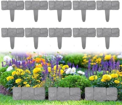 Tuin Gazon Rand - Bloemperken Rand - Tuin Decoratie - Verstelbare Vormen - 25x23cm - Grijs