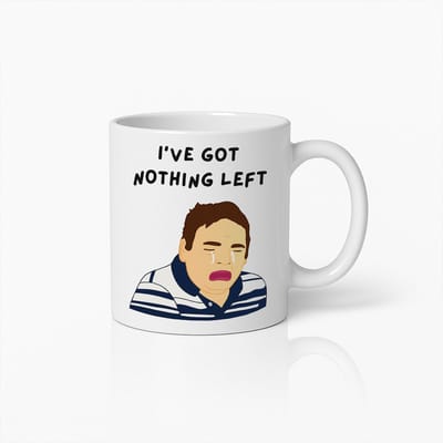 Grappige "Ik Heb Niets Meer Over" Huilende Man Koffiemok – Humoristische Emotionele Cartoon Beker – Uniek Cadeau voor Vrienden & Familie