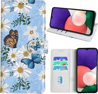 Hoesje geschikt voor Samsung Galaxy A22 Bookcase met Bloemen vlinder print