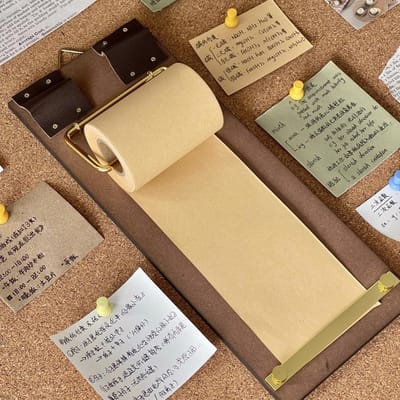 Vintage wandmemobord met 1 rol kraftpapier – Rustiek scrapbookstijl – Uitscheurbaar voor notities en menu's – Decoratief voor keuken, café en thuiskantoor