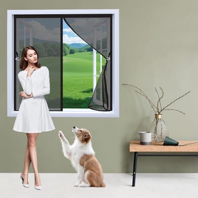 Raamhor Klamboe - Insectenwering Hor - Ramen Afschermen - Zonder Boren - 140x110 cm - Zwart