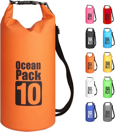 SnelShoppen - Waterproof Bag 10L, Waterdichte Packing Bag met Verstelbare Schouderband, Oranje, Ideaal voor Booten, Kayakken en Outdoor Activiteiten