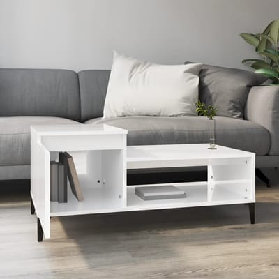 vidaXL - Salontafel - 100x50x45 - cm - bewerkt - hout - hoogglans - wit