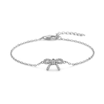 New Bling - 9NB-1546 - zilveren armband met strik - 925 sterling silver - rhodium plated - 16+3cm