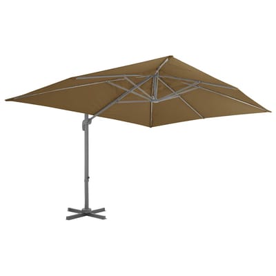 vidaXL - Zwevende - parasol - met - aluminium - paal - 400x300 - cm - taupe