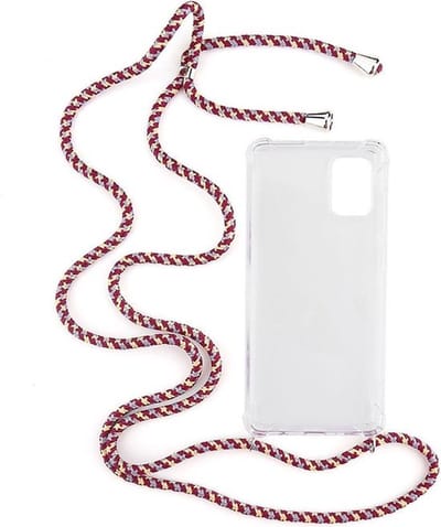 Shop4 - Geschikt voor Samsung Galaxy A71 Hoesje - Zachte Back Case met Koord Multi Rood