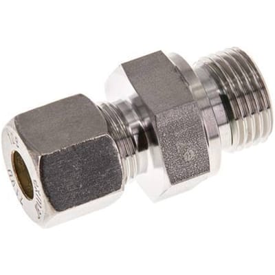 G 1/2'' Buitendraad x 10S RVS Rechte Knelfitting met FKM Afdichting 630 Bar DIN 2353 - FL2S-MO-STFP-012G-10-S
