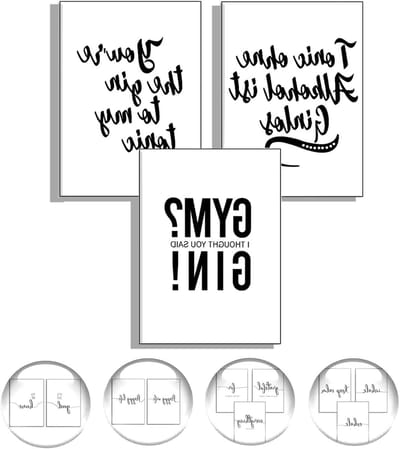 Wanddecoratie Set - Poster Set Muurspreuk - Woonkamer Decoratie - 300 g/m² Papier - A3 Formaat - Gin