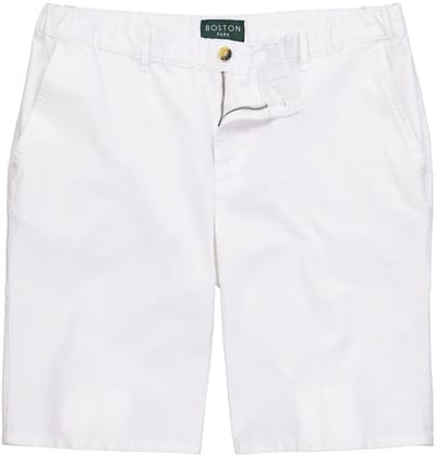 Boston Park - Heren - Linnenmix-Bermuda regular fit elastische tailleband - Sneeuwwit - Maat 70