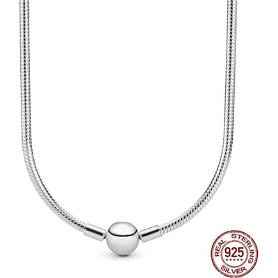 Originele 925 Sterling Zilver Moments Slangenketting Ketting voor Dames Verjaardagsfeest Bruiloft Mode Sieraden 50cm white