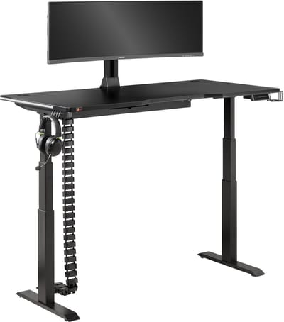 Vulkan Gear - Gaming Bureau "Pompeii" - 140 x 70 - Zit/Sta Bureau Elektrisch - Game Bureau met LED verlichting - Computer Tafel - Gaming Desk - Verstelbaar - Zwart