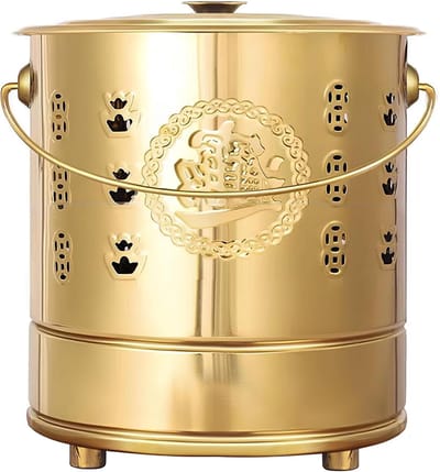 Roestvrijstalen Brandvat - Afvalverbrander Tuin - Afval Verbranden - Dubbellaags Ontwerp - 47 cm x 52 cm - Goud