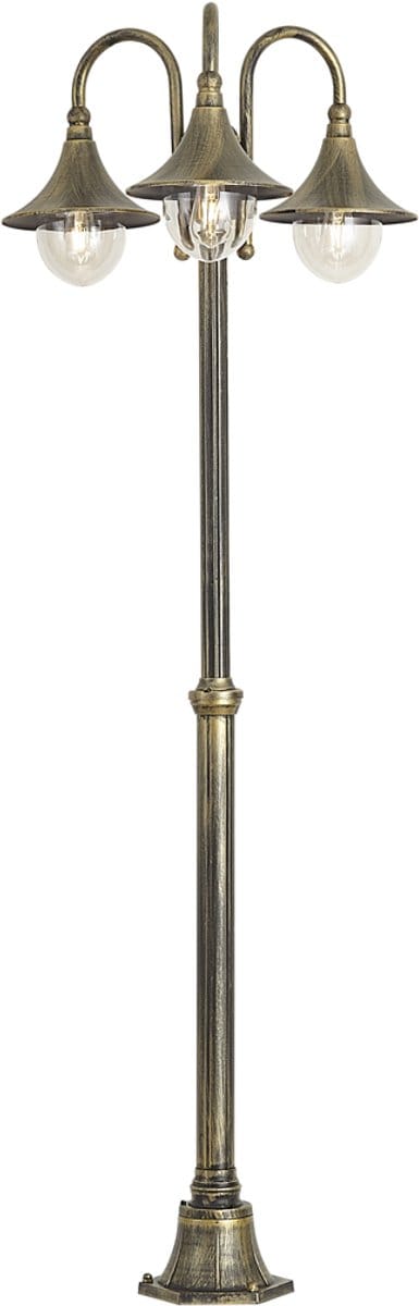 QAZQA daphne - Klassieke Lantaarn - 3 lichts - H 200 cm - Zwart Goud - Buitenverlichting