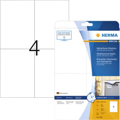 Etiket herma 4598 105x148mm a4 folie wit 40st | 32 stuks