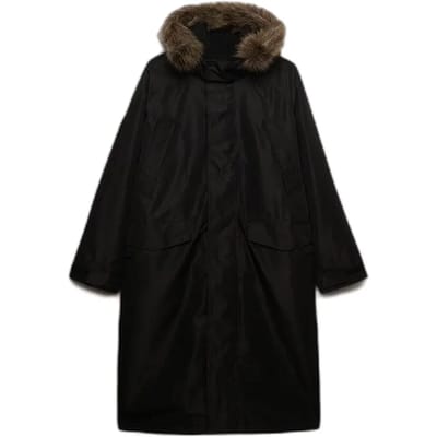 Waterafstotende Everest Superdry Robe Met Imitatiebont Black Grootte: 1SIZE