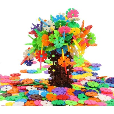 Ensemble de Briques Flocon de Neige 60/100/200 pièces Ensemble de Disques en Plastique à Emboîtement Jouets d'Éducation Précoce pour Enfants Cadeaux pour Garçons et Filles green