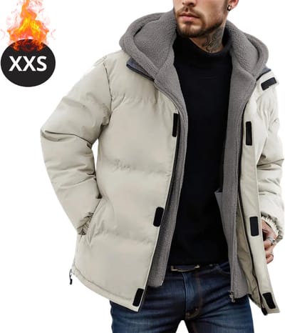 Livano Winterjas - Parka - Heren - Winter - Fleecejas - Volwassen - Stijlvol - Met Capuchon - Melk - XXS
