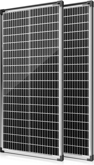 Zonnepanelen Set van 2, 200 Watt Monokristallijn voor Balkon en Camper