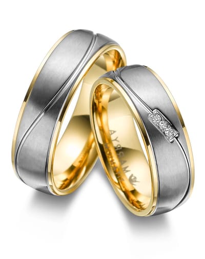 Jonline SET Trouwringen Titanium Zirkonia 6.5 mm| Vriendschapsringen | Relatie ringen