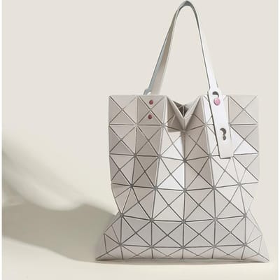 Japanse Nieuwe Zes-vakken Geometrische Diamant Tote Bag Beperkte Splicing Matte Handtas Veelzijdige Grote Capaciteit Schoudertas gray